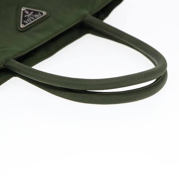 PRADA Tote Bag Nylon Khaki Silver Auth ep5279 - Picture 7 of 16
